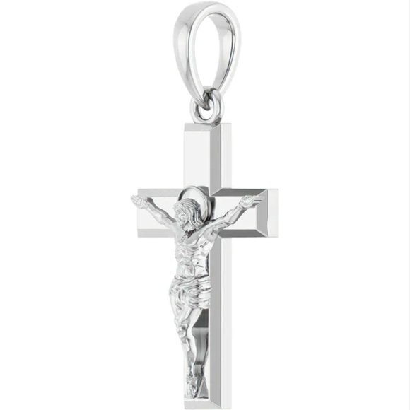 Sterling Silver Crucifix Necklace - 18 Inch Chain - Picture 2 of 3